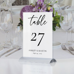 Elegant Black and White Personalized Wedding Table Number