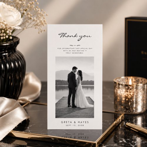 Elegant Black and White Personalized Wedding Thank You Card
