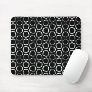 Elegant Black and White Petal Mandala Pattern Mouse Pad