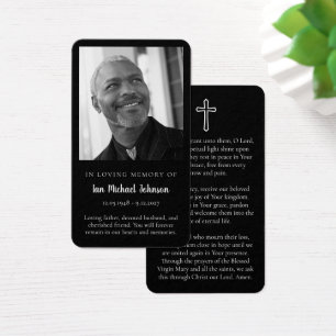 Elegant Black and White Photo Funeral Prayer Card