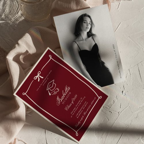 Elegant Black and white photo Graduation Invitation