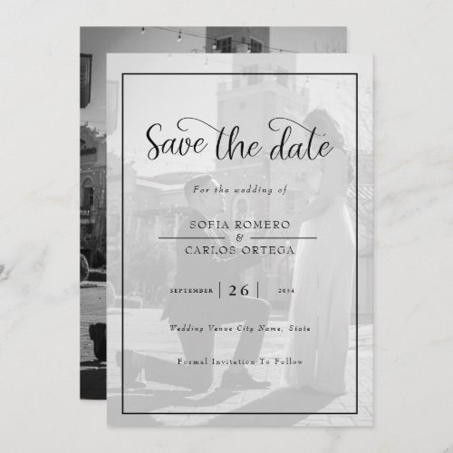 Elegant Black And White Photo Invitation