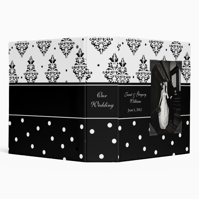 Elegant Black and White Photo Wedding Binder (Background)