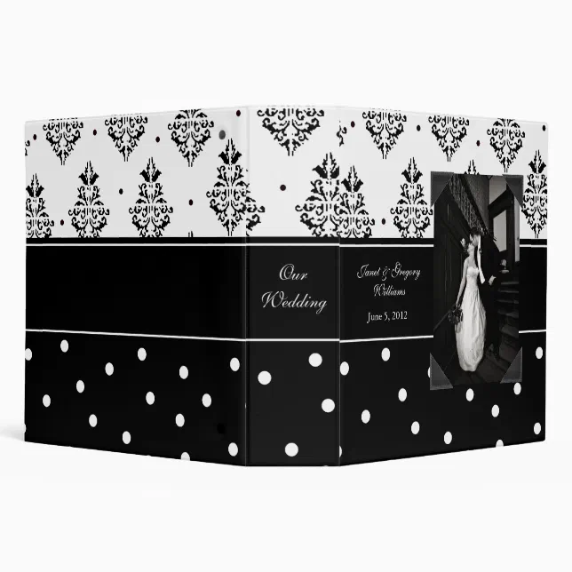 Elegant Black and White Photo Wedding Binder | Zazzle