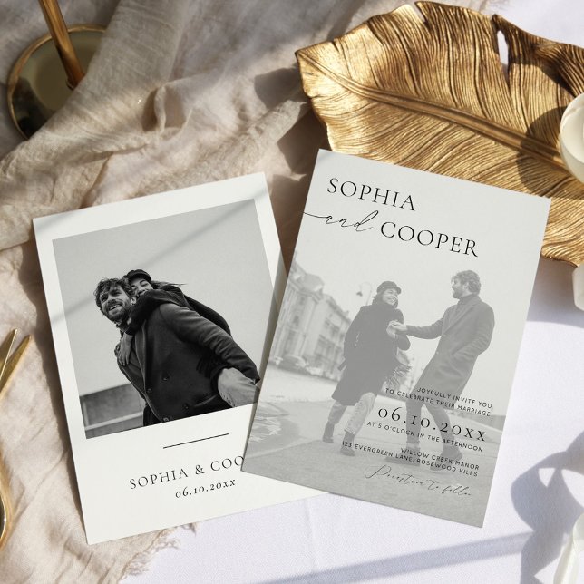 Elegant Black and White Photo Wedding Invitation (Creator Uploaded)