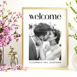 Elegant Black And White Photo Wedding Welcome Sign at Zazzle