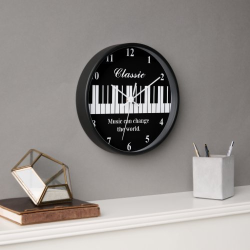 Elegant black and white piano keys wall clock