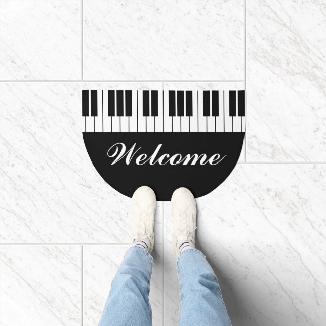 Elegant black and white piano keys welcome doormat (Indoor)