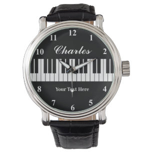 Elegant black and white piano watch for men