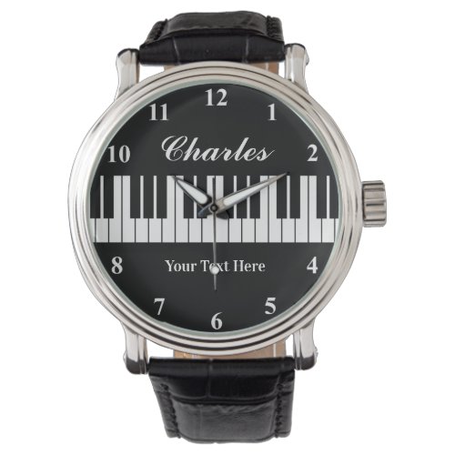 Elegant black and white piano watch for men