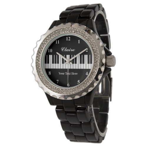 Elegant black and white piano watch for women