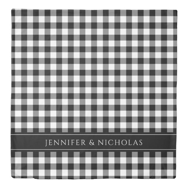 Elegant Black And White Plaid  Duvet Cover (Front)