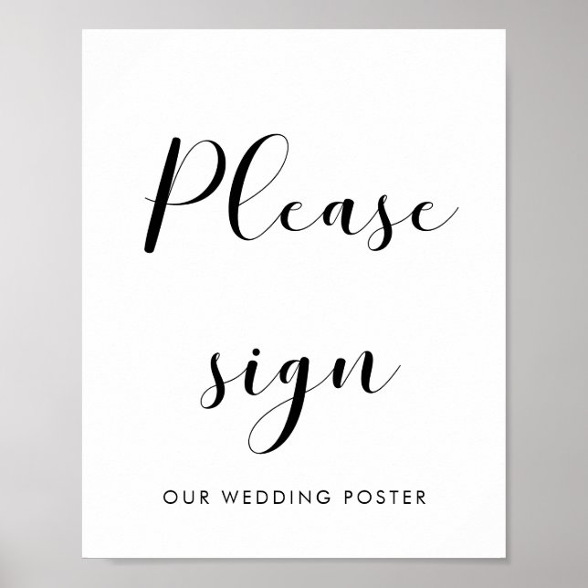 Elegant black and white Please sign wedding sign (Front)