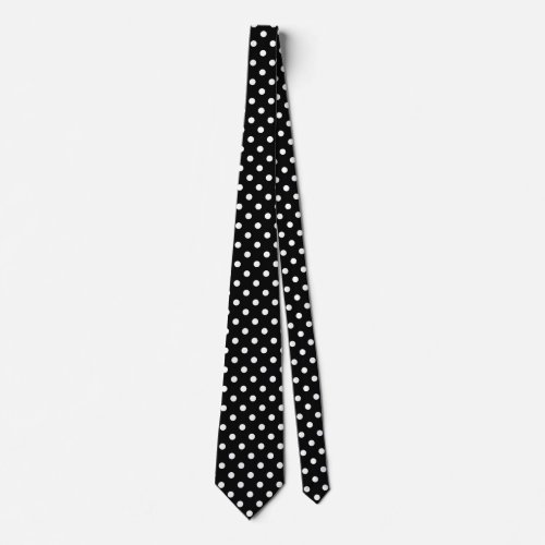 Elegant black and white polka dot pattern neck tie