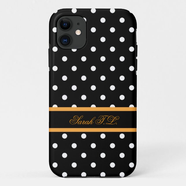 Elegant black and white polka dots Case-Mate iPhone case (Back)