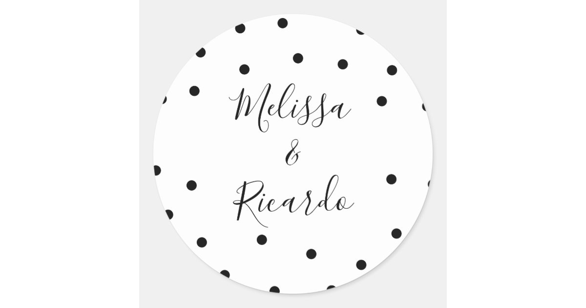 Elegant Black and White Polka Dots Classic Round Sticker | Zazzle