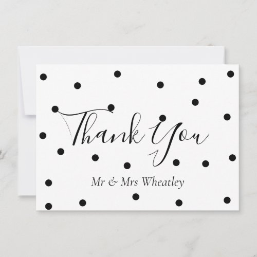 Elegant Black and White Polka Dots Thank You