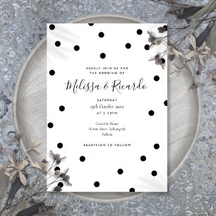Elegant Black and White Polka Dots Wedding Invitation