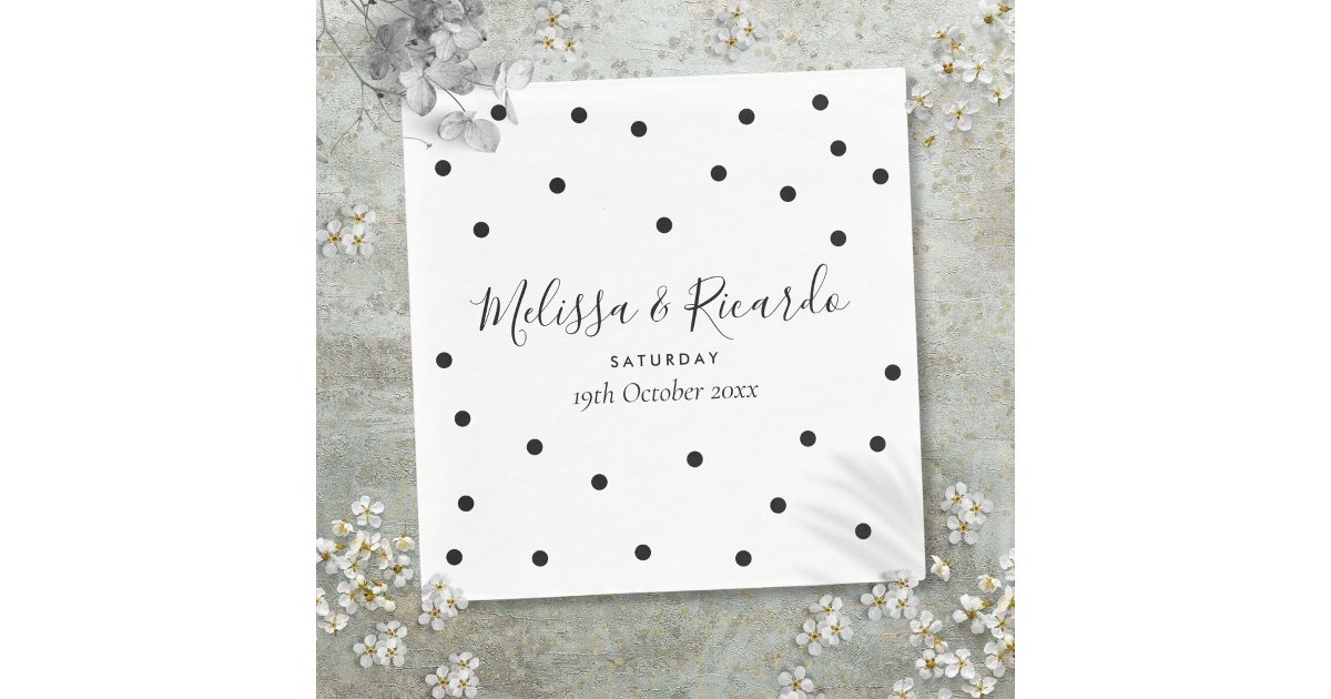 Elegant Black and White Polka Dots Wedding Napkins | Zazzle