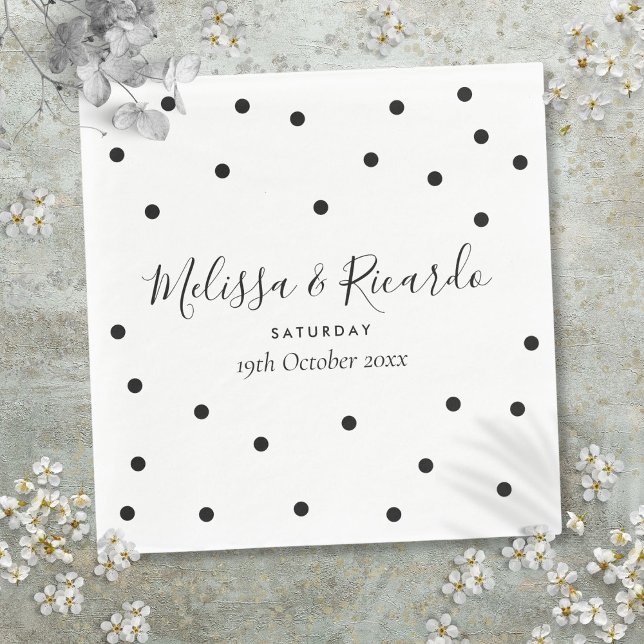 Elegant Black and White Polka Dots Wedding Napkins (Elegant Black and White Polka Dots Wedding Napkins)
