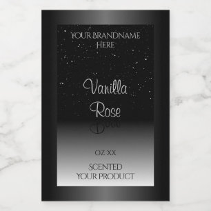 Elegant Black and White Product Label Soft Glitter