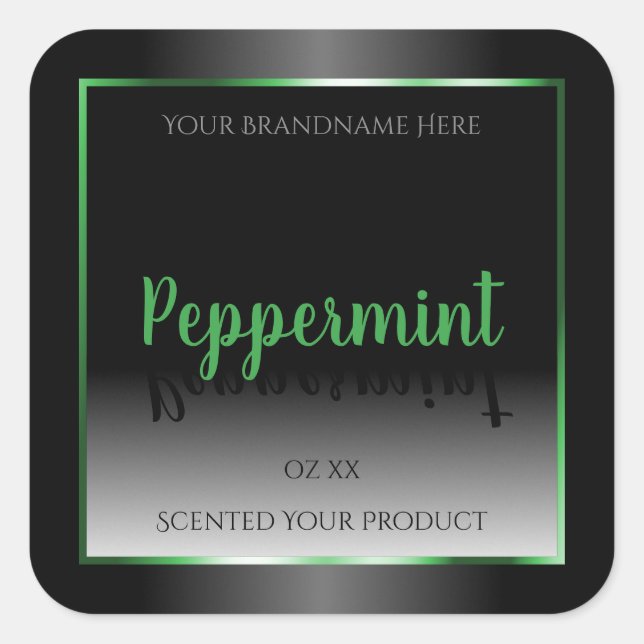 Elegant Black and White Product Labels Green Frame (Front)