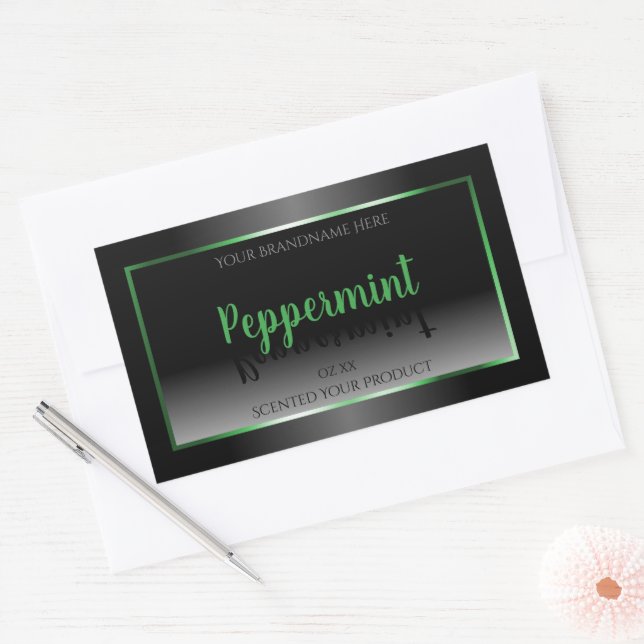 Elegant Black and White Product Labels Green Frame (Envelope)