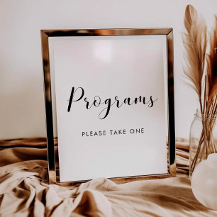 Elegant black and white Programs wedding sign