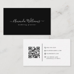Elegant Black and White QR Code Business Card