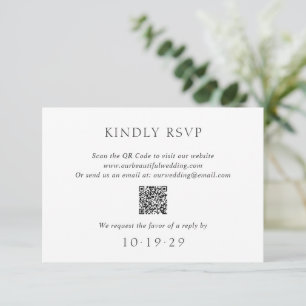 Elegant Black and White QR Code Modern Wedding RSVP Card