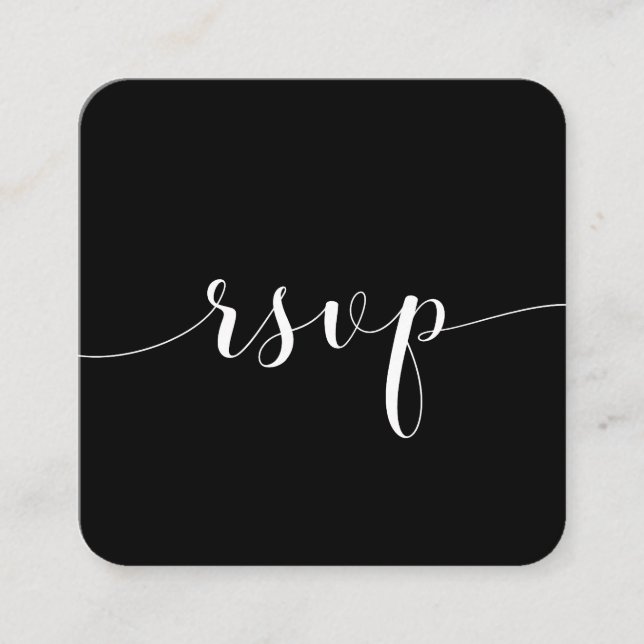 Elegant black and white QR code RSVP response Enclosure Card (Front)