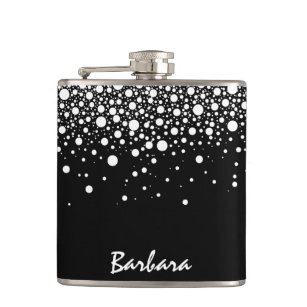 Elegant Black And White Random Circles Design Flask