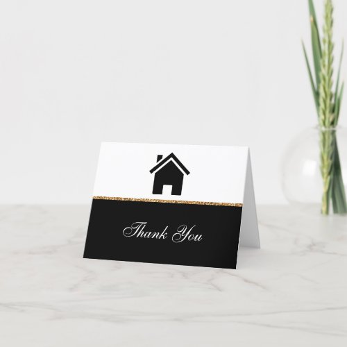 Elegant Black and White Realtor  Thank You Card