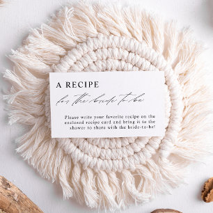 Elegant Black and White Recipe Request Enclosure Card