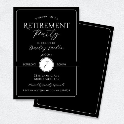 Elegant Black and White Retirement Party Invitation