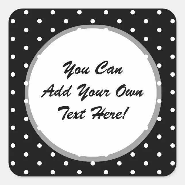 Elegant Black and White Retro Polka Dots Square Sticker | Zazzle