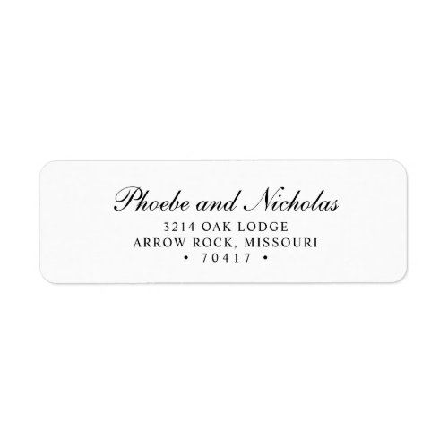 Elegant Black and White Return Address Wedding Label