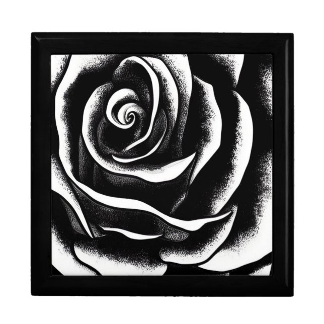 Elegant Black And White Rose Gift Box (Front)