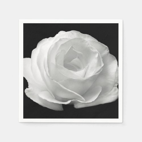 Elegant Black and White Rose Paper Napkins