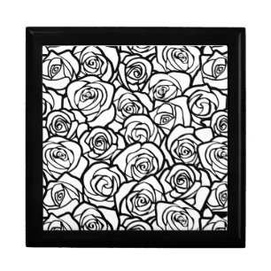 Elegant Black and White Roses Chic Floral Pattern Gift Box