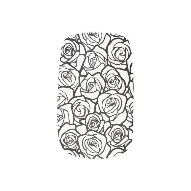 Elegant Black and White Roses Chic Floral Pattern  Minx Nail Art (Left Thumb)