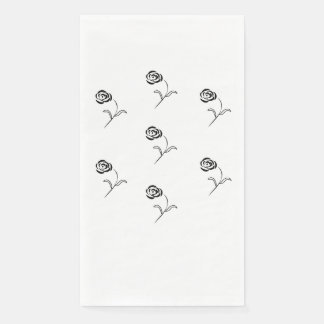 elegant black and white roses paper guest towels