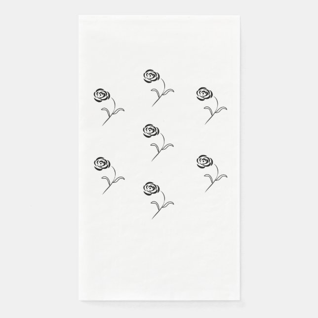 elegant black and white roses paper guest towels (Front)