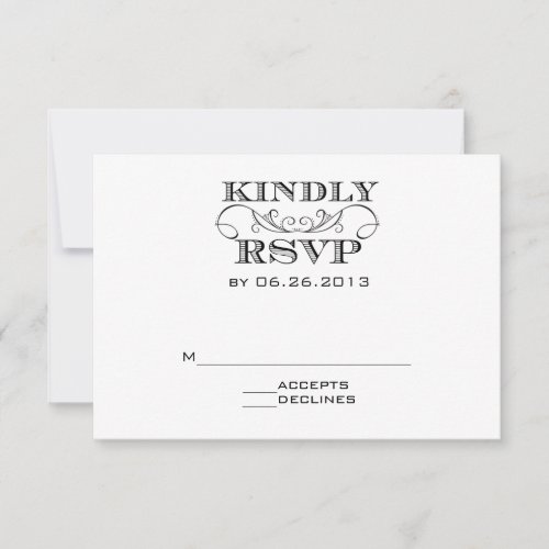 Elegant Black and White RSVP Card