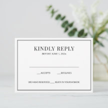 Elegant Black and White  RSVP Card