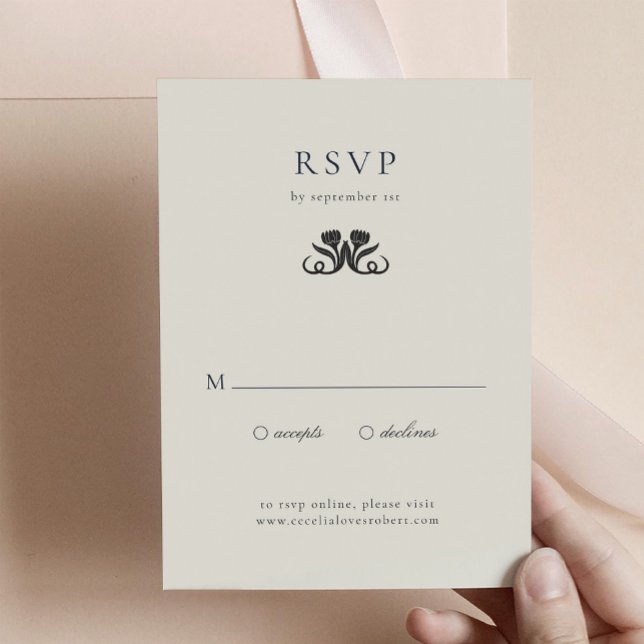 Elegant Black and White RSVP Enclosure Card (Elegant Black and White Wedding RSVP Card)