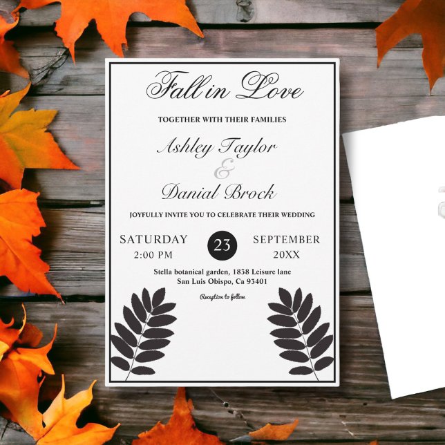Elegant Black And White Rustic Boho Fall Wedding Invitation (Creator Uploaded)
