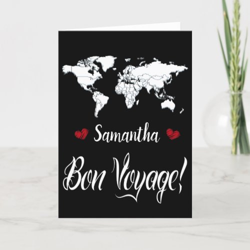 Elegant Black and White Safe Travels I Bon Voyage Card