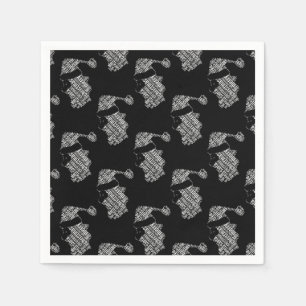 Elegant Black and White Santa Typography Christmas Napkins