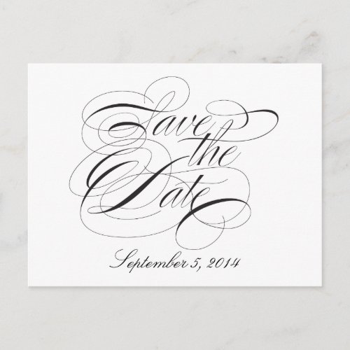 Elegant Black and White Save the Date Announcement Postcard